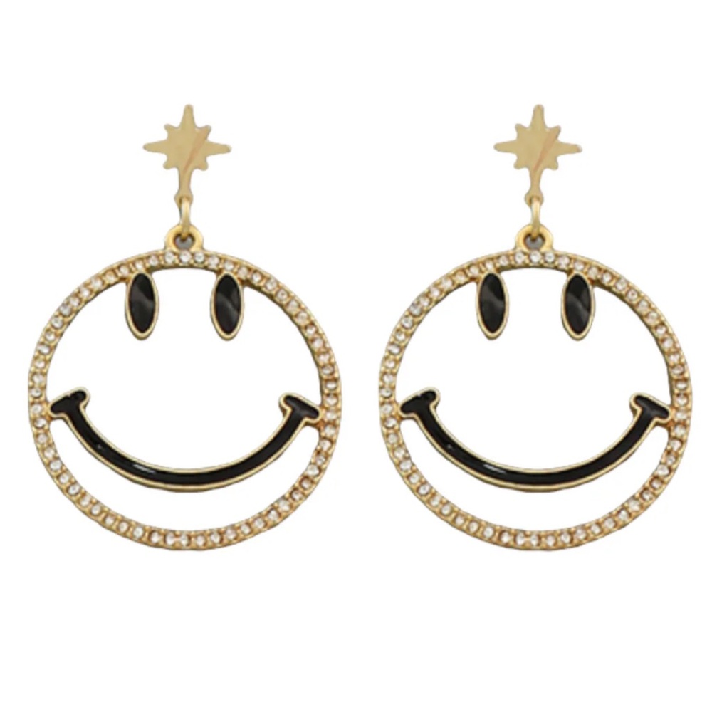 Crystal Smiley Face Cut Out Earrings